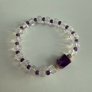 Violet Moon — White Quartz & Amethyst Bracelet